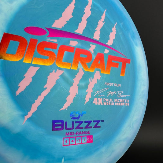 Swirly ESP Buzzz First Run - Paul McBeth 4x Claws - Blue Discraft