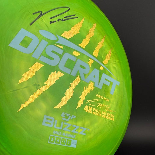 Swirly ESP Buzzz First Run - Paul McBeth Autographed 4x Claws - Lime Discraft