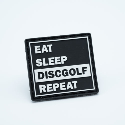 Eat Sleep Disc Golf Repeat PVC Patch - Hook And Loop