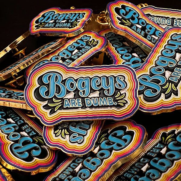 Bogeys Are Dumb Pin - Ellen Widboom - Metal Butterfly Disc Golf Pins