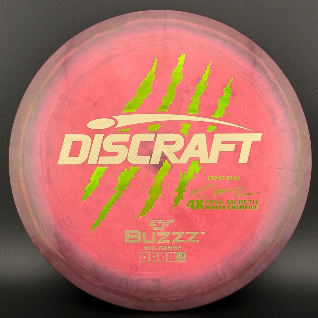 Swirly ESP Buzzz First Run - Paul McBeth 4x Claws - Pink Smoke Discraft