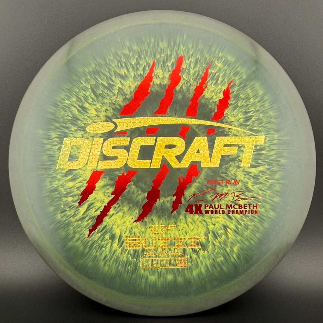 Swirly ESP Buzzz First Run - Paul McBeth 4x Claws - Smoke Lemon Lime Discraft