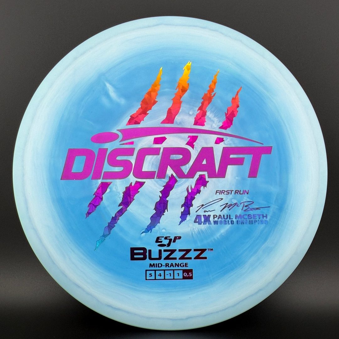 Swirly ESP Buzzz First Run - Paul McBeth 4x Claws - Blue Discraft