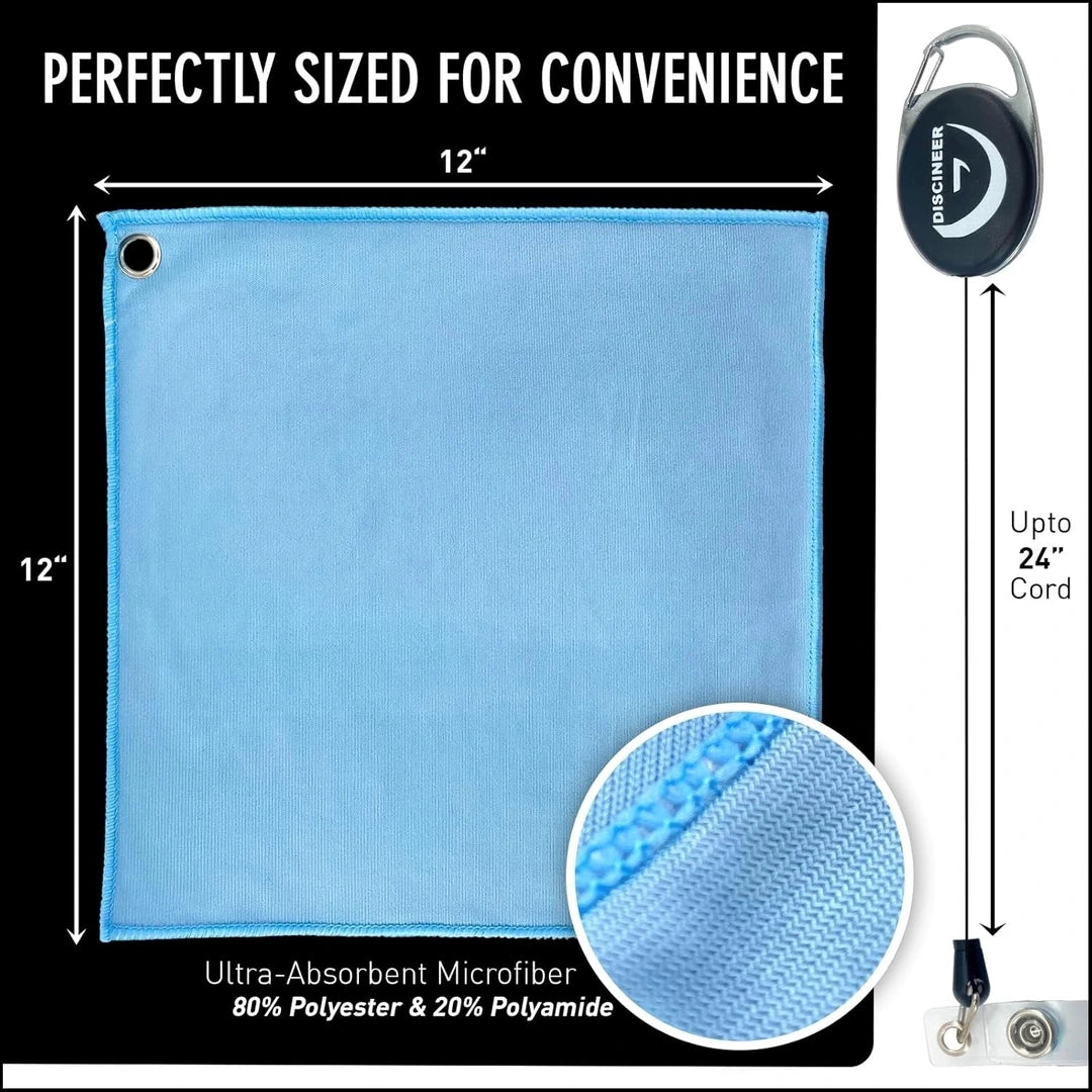 Retractable Microfiber Towel - 12" x 12" Discineer