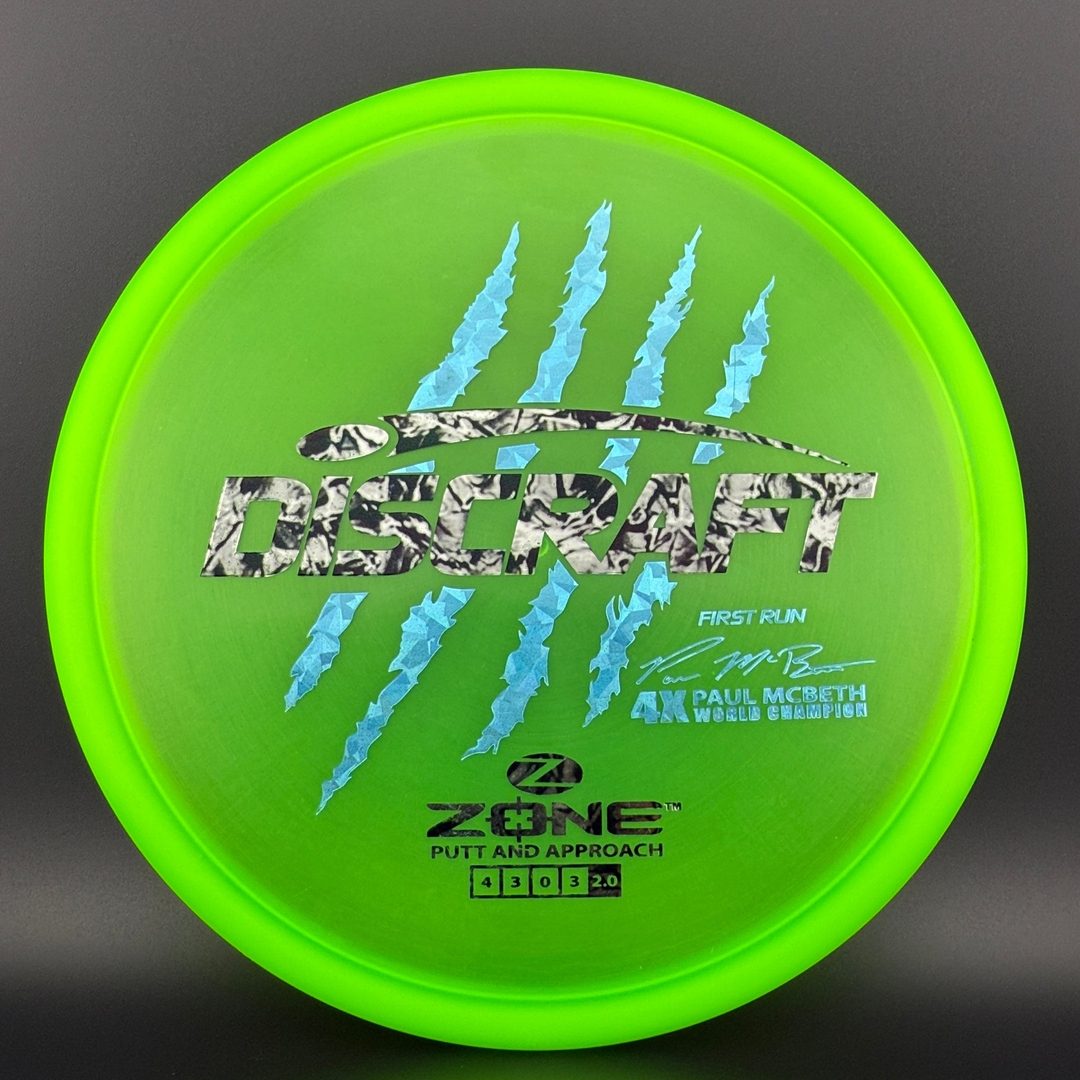 Z Zone First Run - Paul McBeth 4X Claws World Champion - Neon Lime - Used Discraft