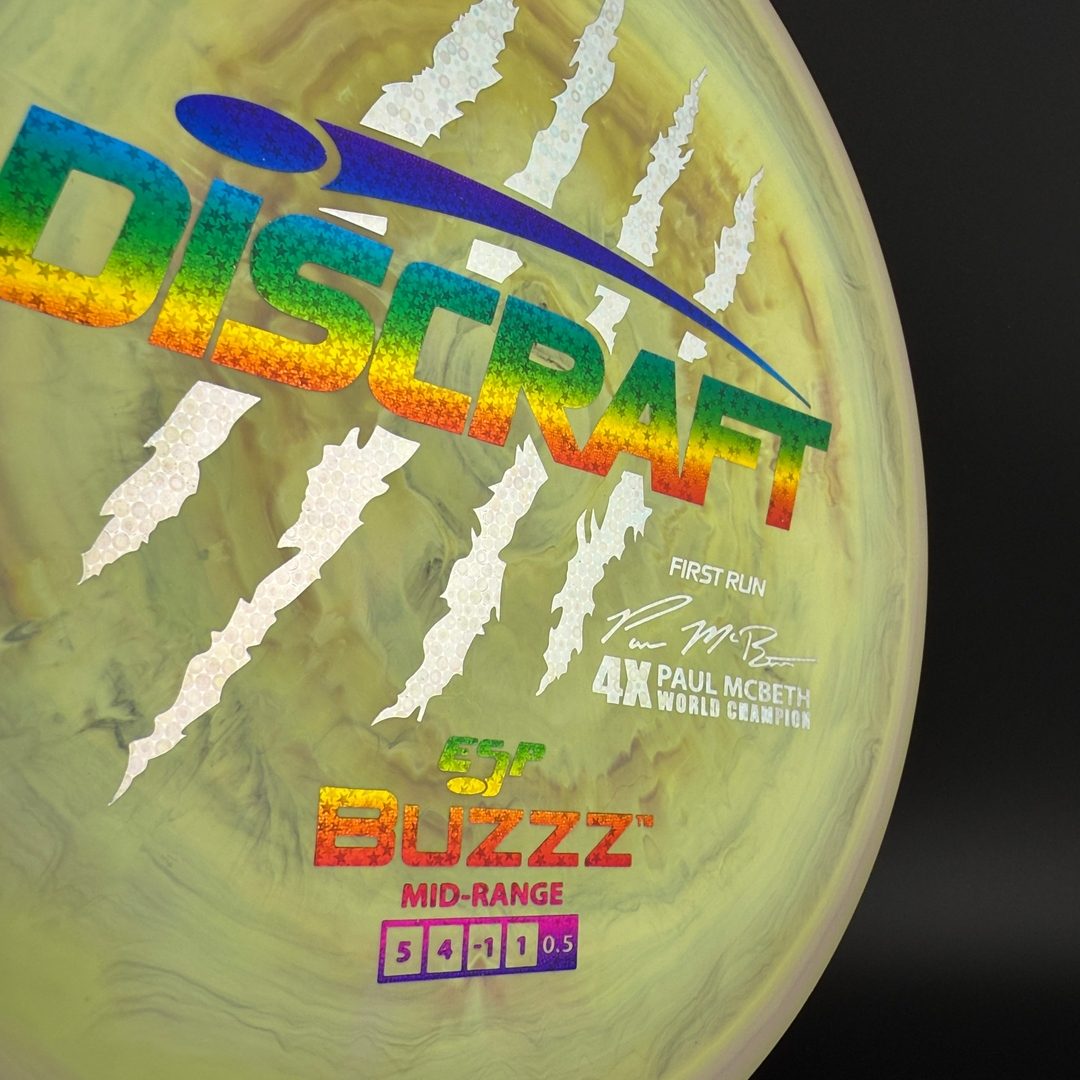 Swirly ESP Buzzz First Run - Paul McBeth 4x Claws - Rainbow Stars Discraft