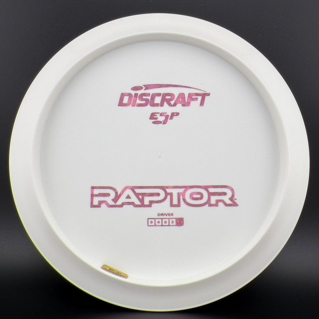 White ESP Raptor - Bottom Stamp Dyer's Delight Discraft