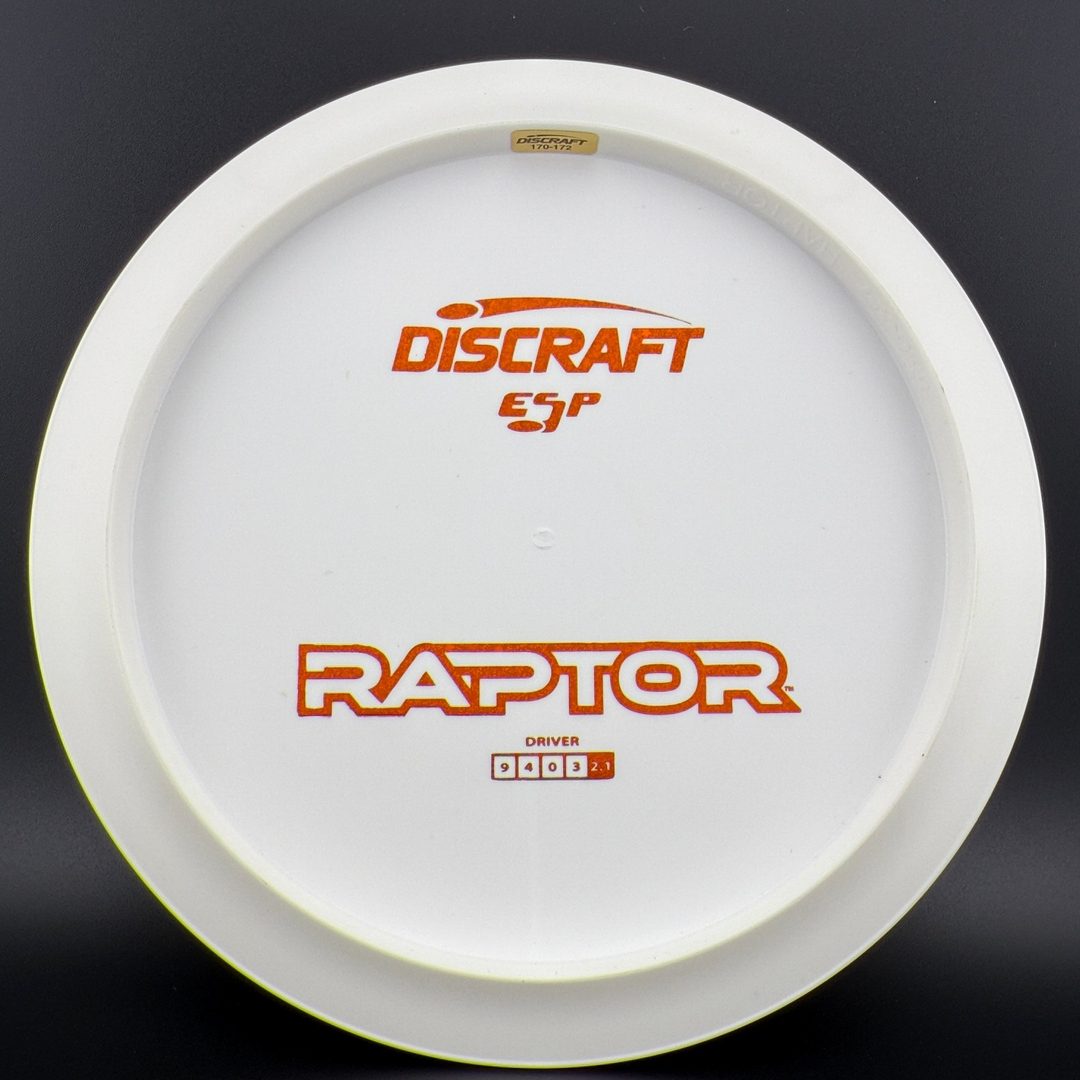 White ESP Raptor - Bottom Stamp Dyer's Delight Discraft