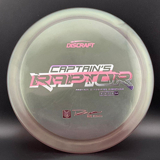 Captain's Raptor - First Run - Paul Ulibarri Signature Series - Pearly Iced Pink Colorshift Discraft