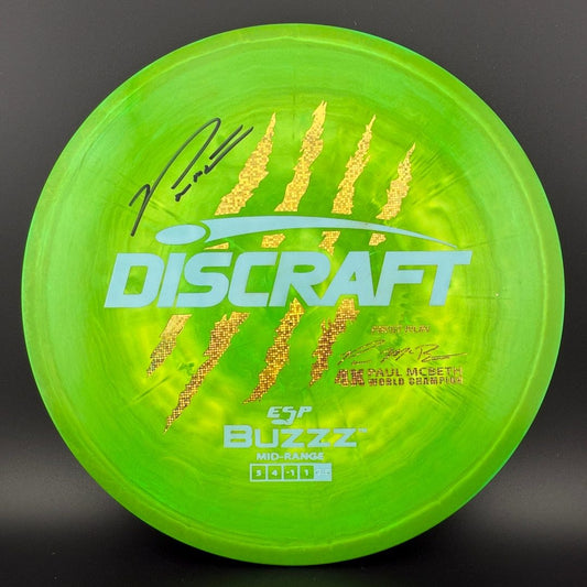 Swirly ESP Buzzz First Run - Paul McBeth Autographed 4x Claws - Lime Discraft