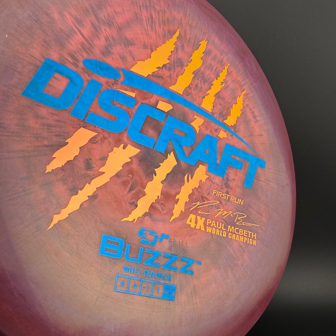Swirly ESP Buzzz First Run - Paul McBeth 4x Claws - Purple *Bleed Risk Discraft