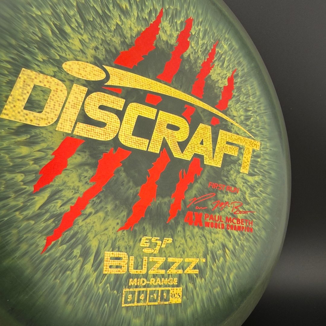 Swirly ESP Buzzz First Run - Paul McBeth 4x Claws - Smoke Lemon Lime Discraft