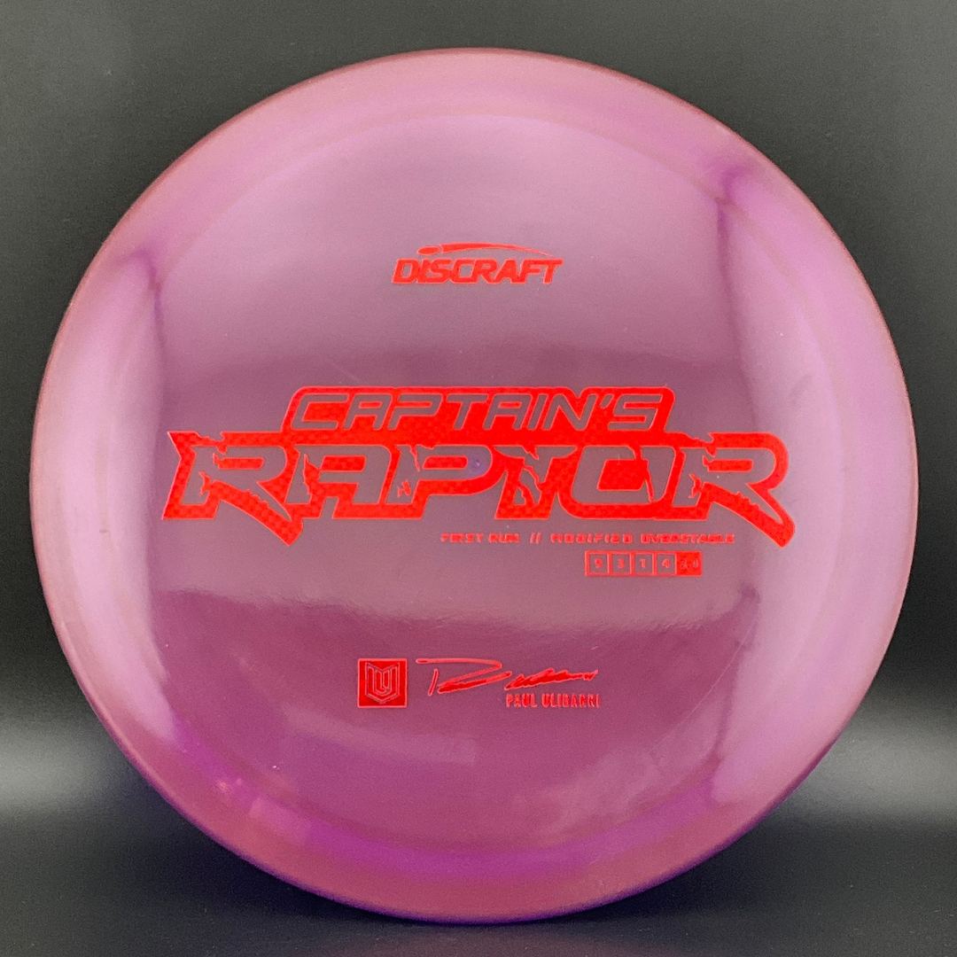 Captain's Raptor - First Run - Paul Ulibarri Signature Series - Grape Colorshift Discraft