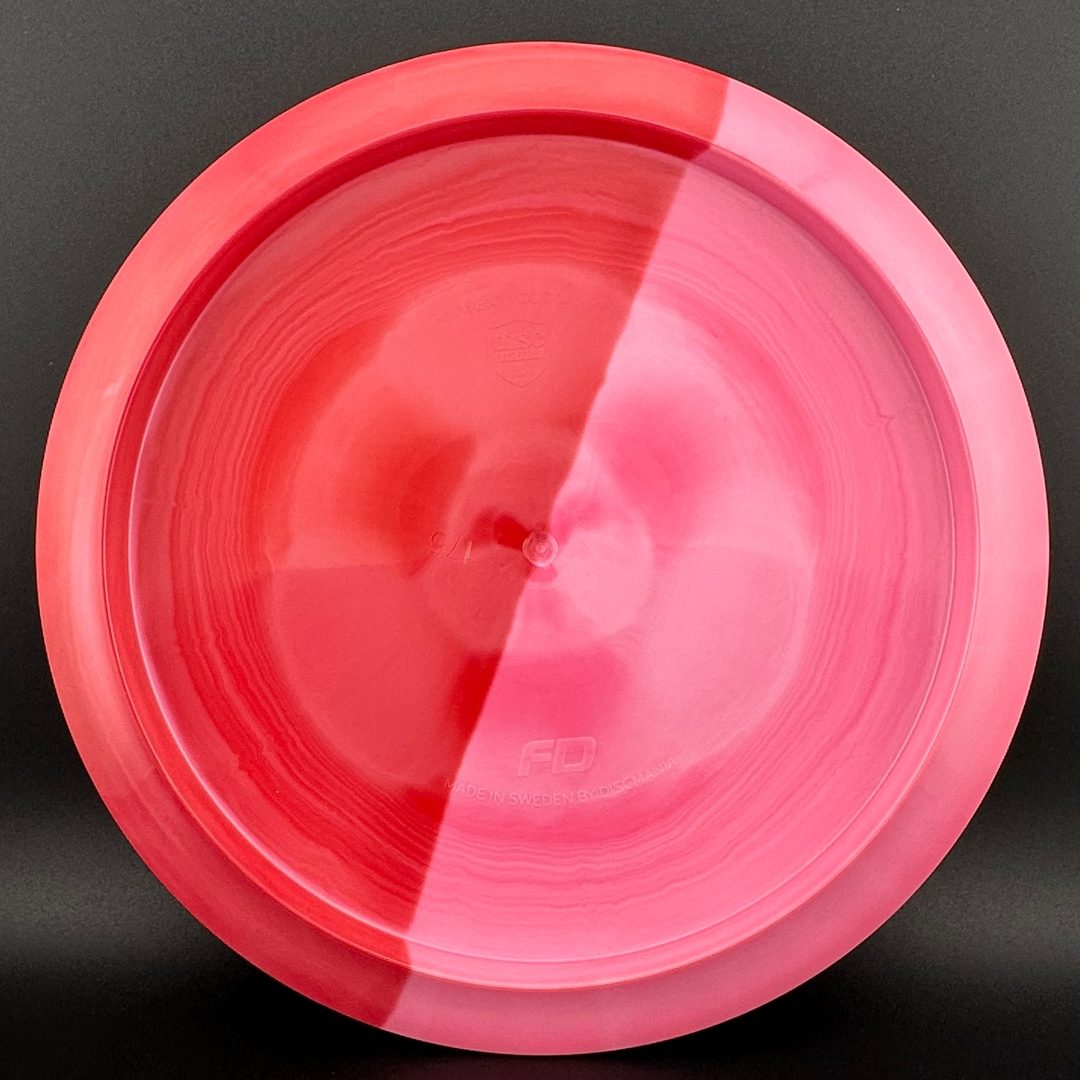 Swirly S-line FD - Red Split Dye - Discmania Tattoo stamp Discmania