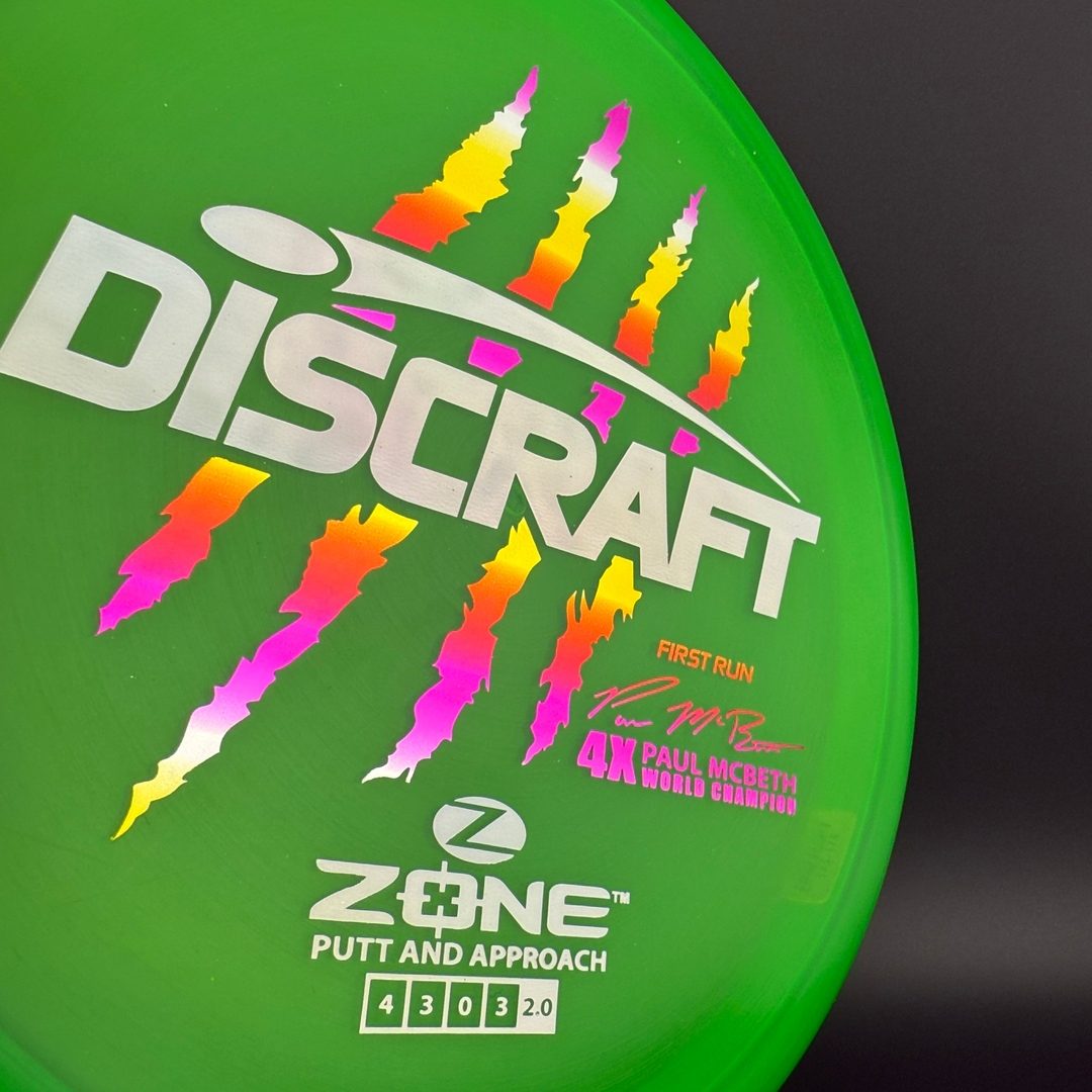 Z Zone First Run - Paul McBeth 4X Claws World Champ - Neon Green Discraft