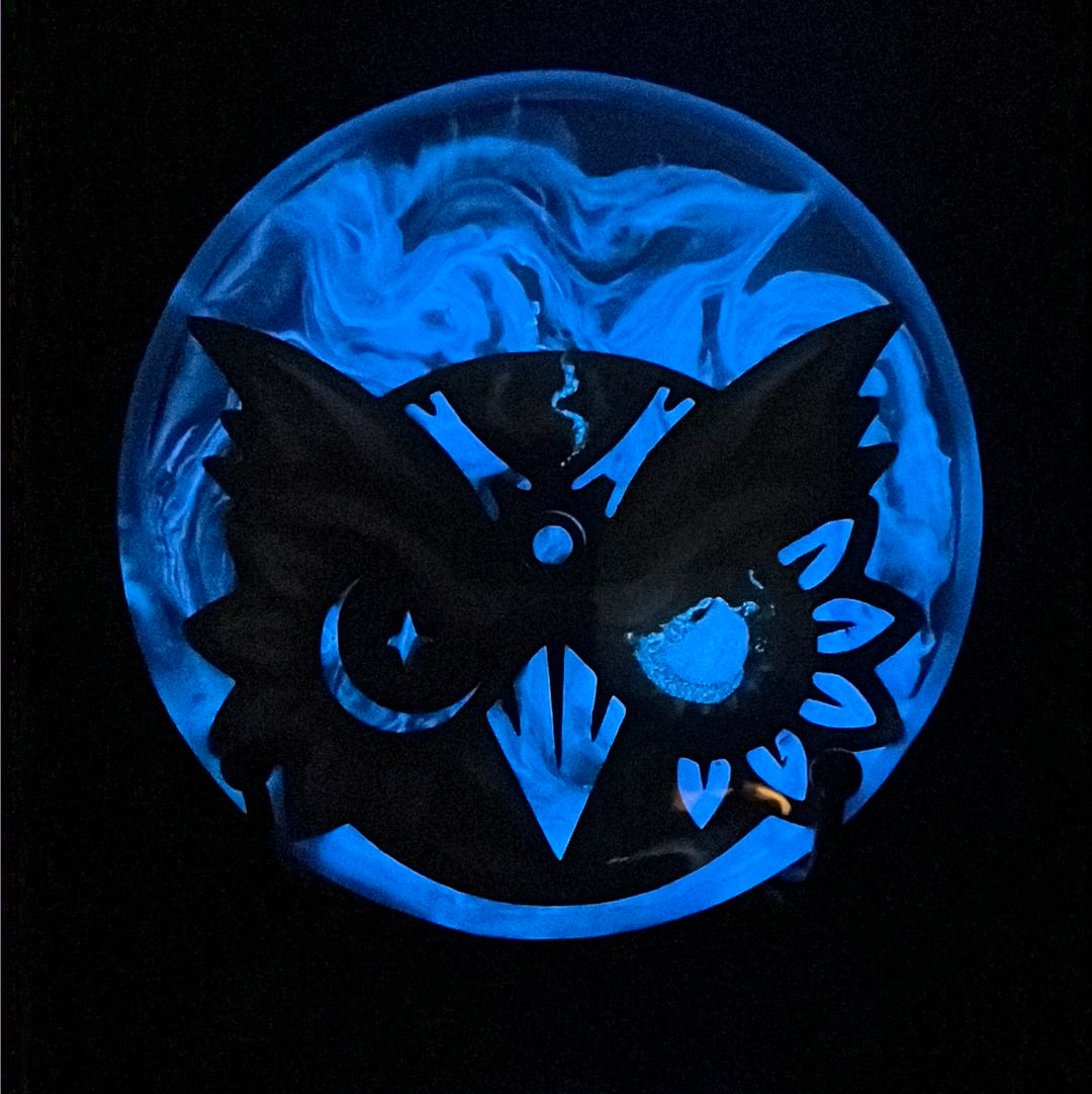 Custom Resin Mini - Blue Glow Wiser Hyzer Owl Logo Wiser Hyzer