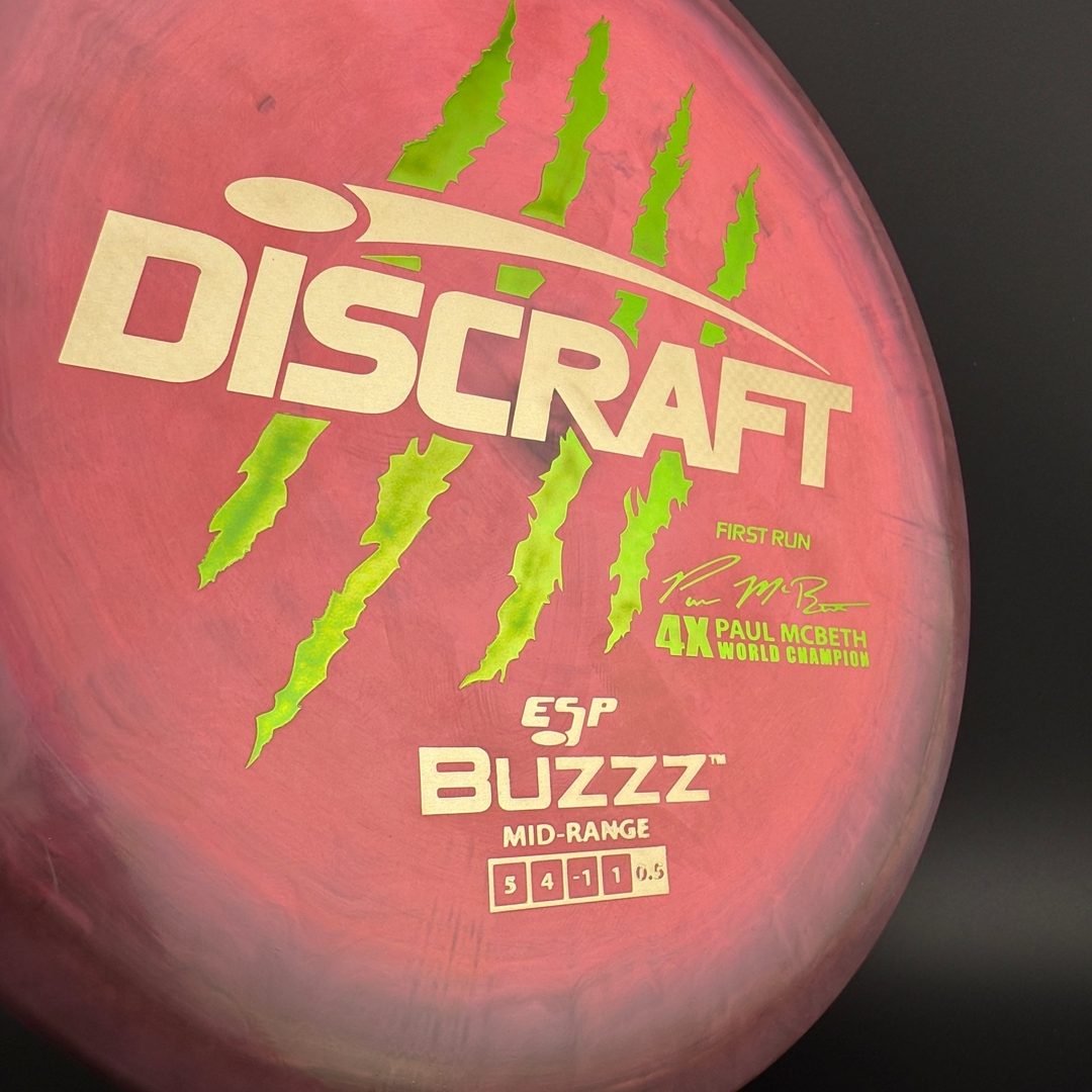 Swirly ESP Buzzz First Run - Paul McBeth 4x Claws - Pink Smoke Discraft