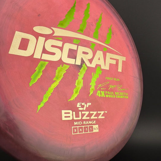 Swirly ESP Buzzz First Run - Paul McBeth 4x Claws - Pink Smoke Discraft