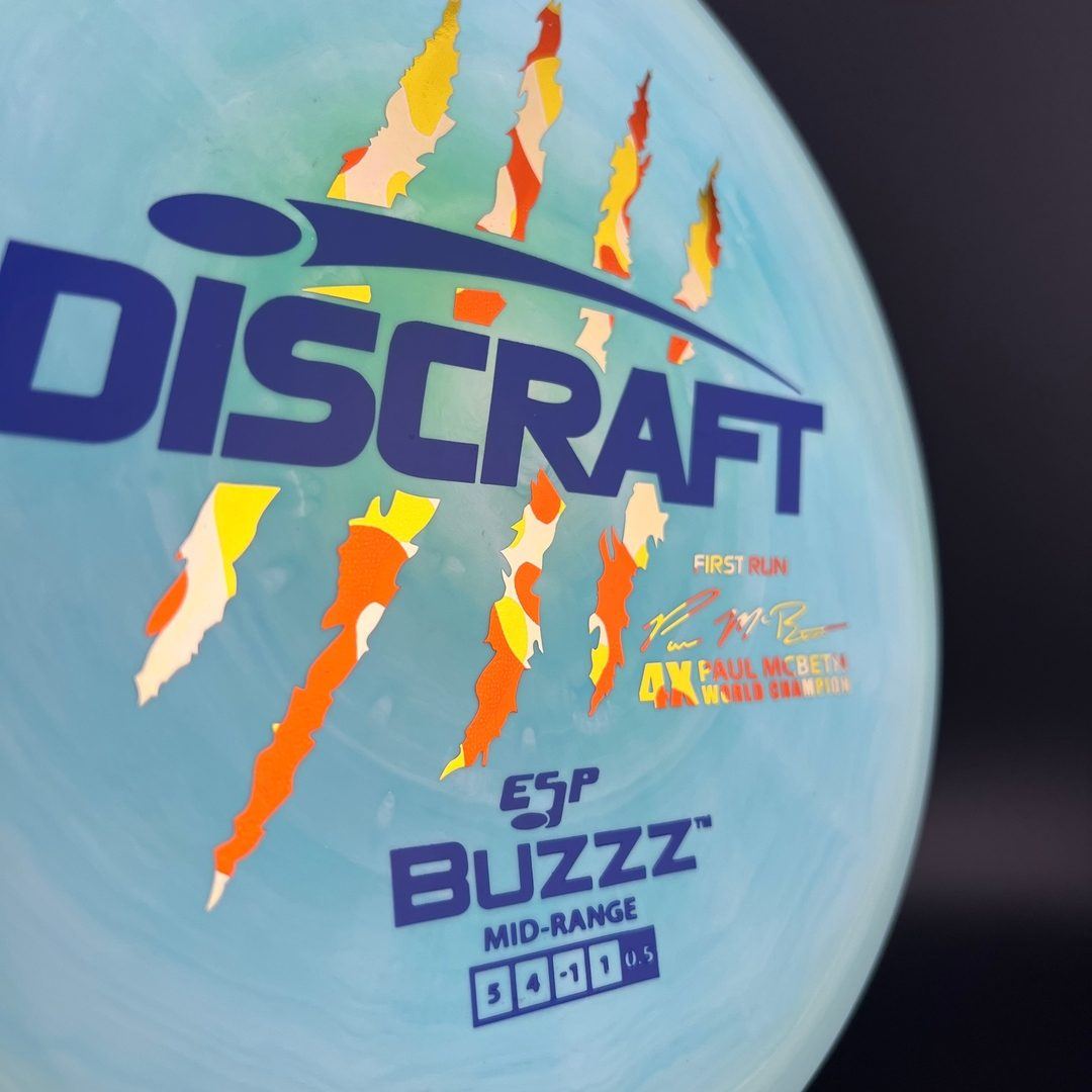 Swirly ESP Buzzz First Run - Paul McBeth 4x Claws - Sky Blue Discraft