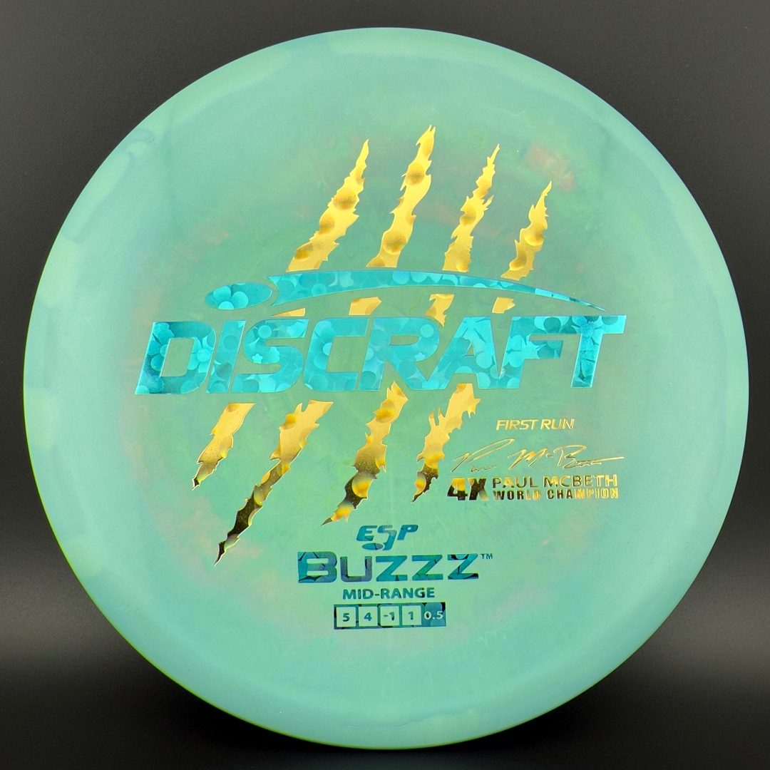 Swirly ESP Buzzz First Run - Paul McBeth 4x Claws - Teal Discraft
