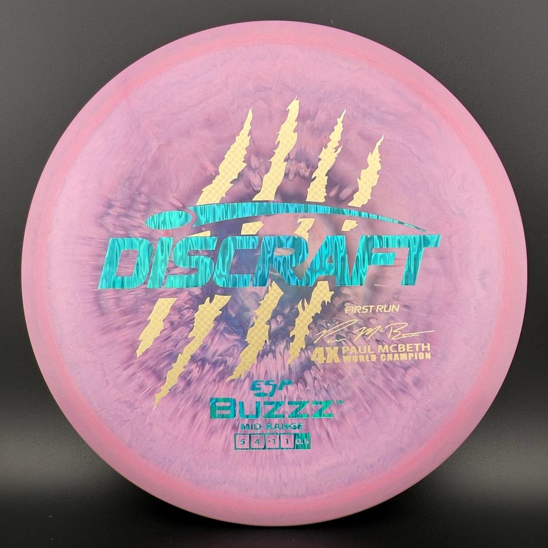 Swirly ESP Buzzz First Run - Paul McBeth 4x Claws - Pink Smoke Discraft