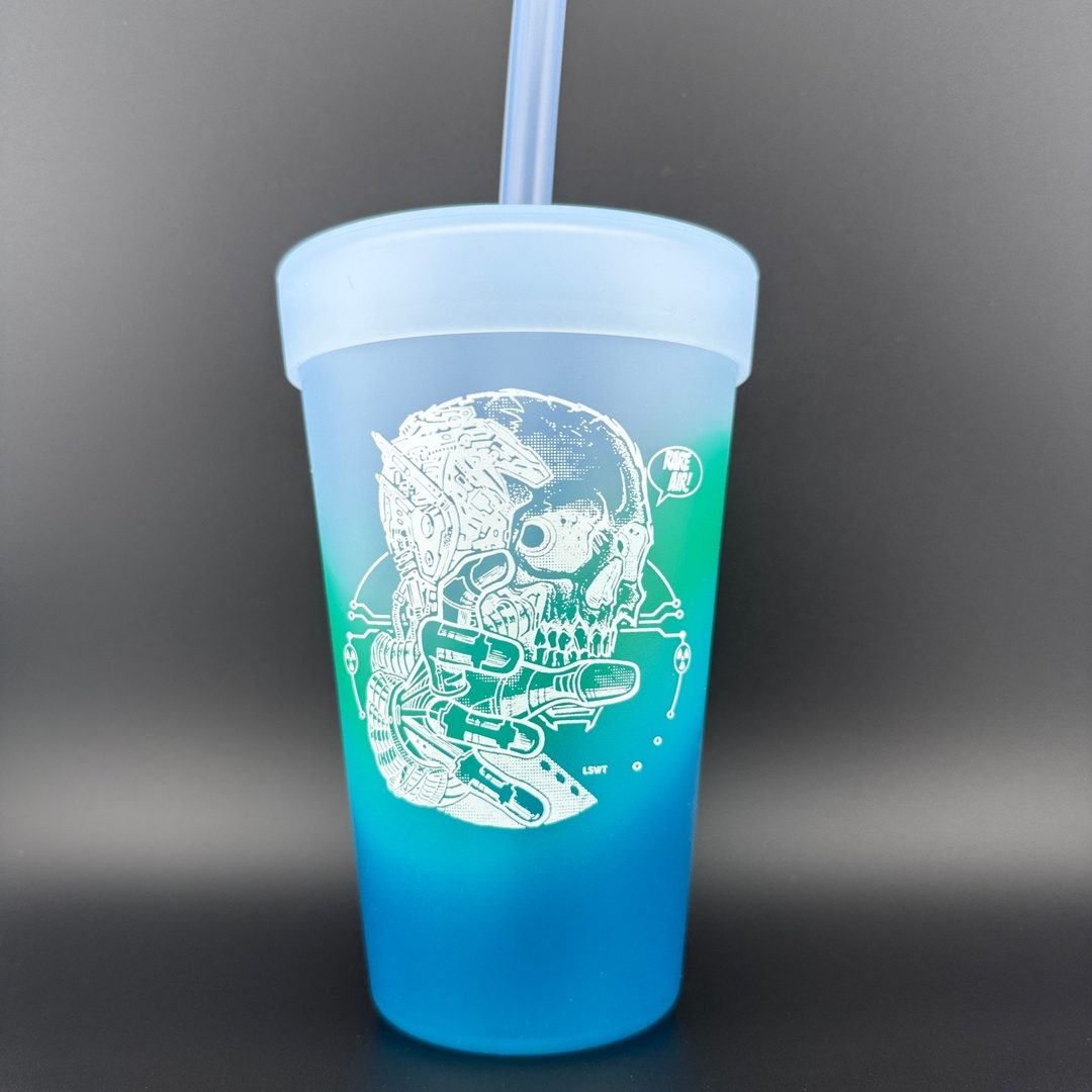 Silicone Straw Tumbler Pint Glass 16 Oz - STRATUS Fear by Les White Silipint