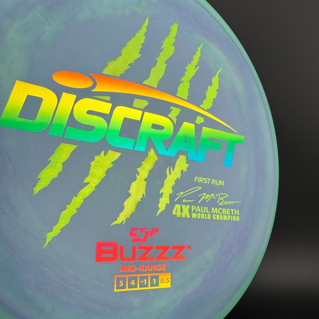 Swirly ESP Buzzz First Run - Paul McBeth 4x Claws - Blurple Teal Discraft