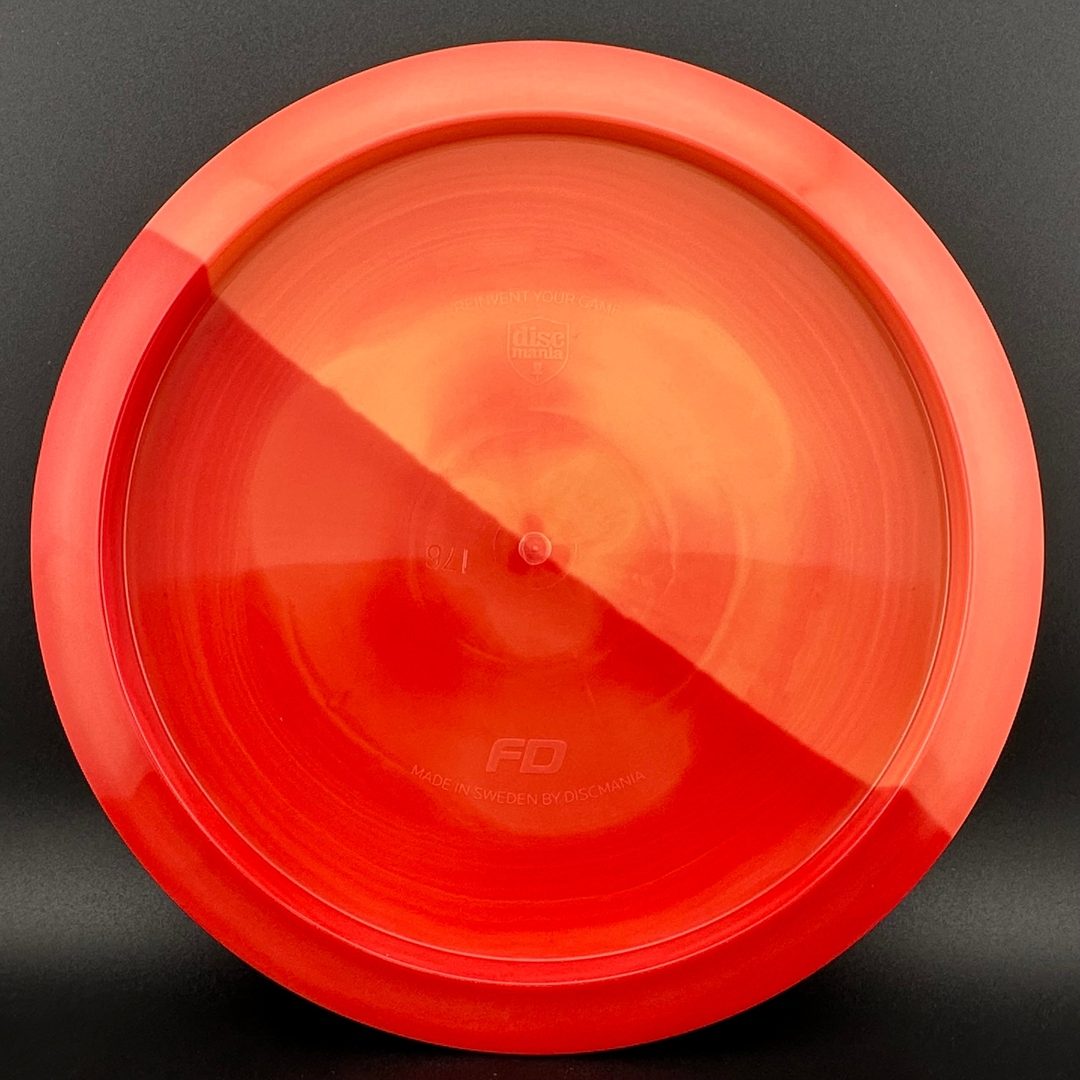 Swirly S-line FD - Red Split Dye - Discmania Tattoo stamp Discmania