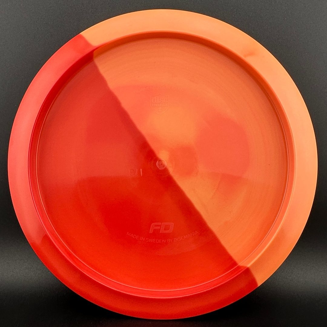 Swirly S-line FD - Red Split Dye - Discmania Tattoo stamp Discmania