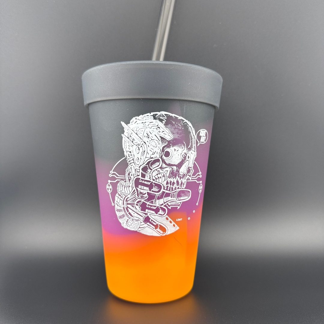 Silicone Straw Tumbler Pint Glass 16 Oz - STRATUS Fear by Les White Silipint
