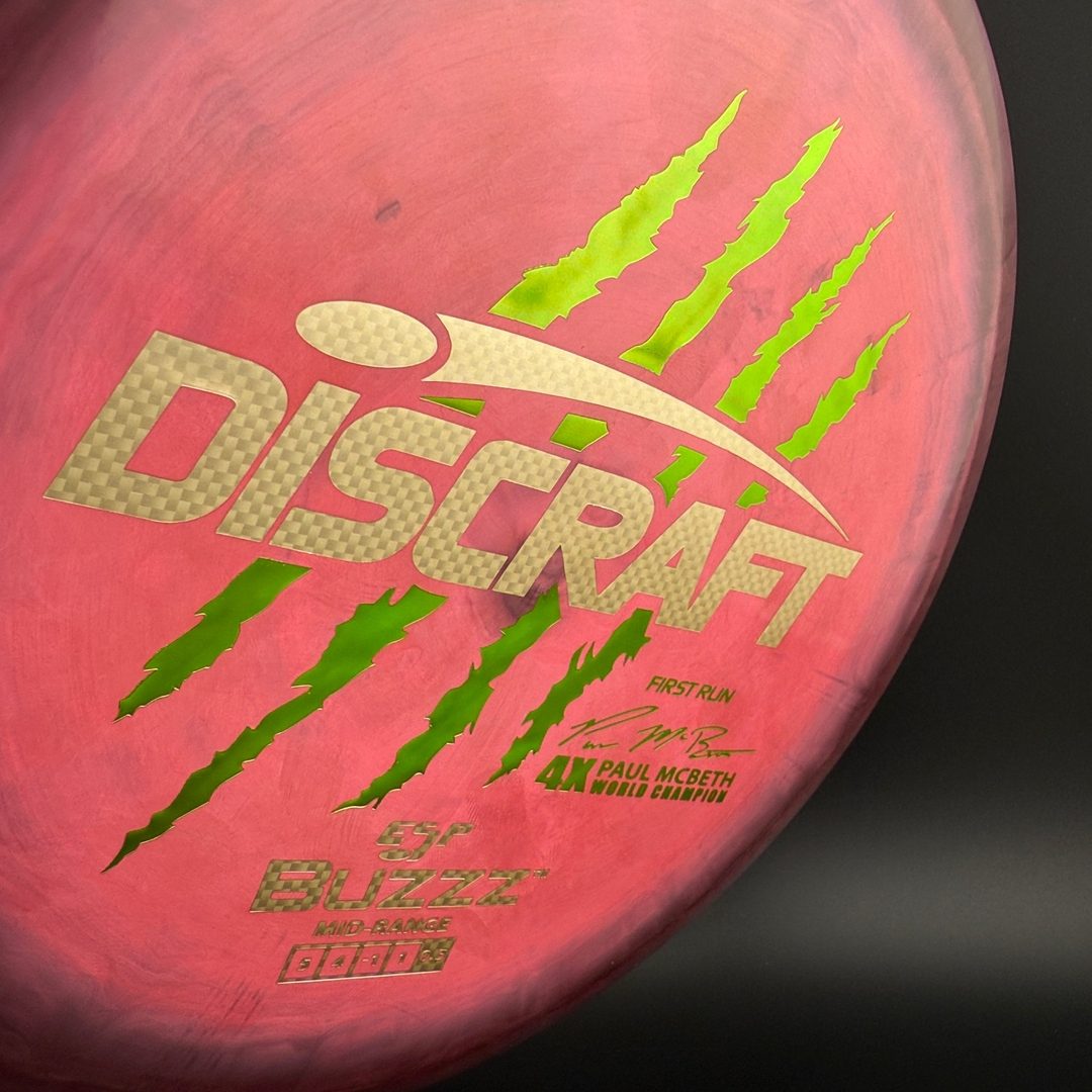 Swirly ESP Buzzz First Run - Paul McBeth 4x Claws - Pink Smoke Discraft
