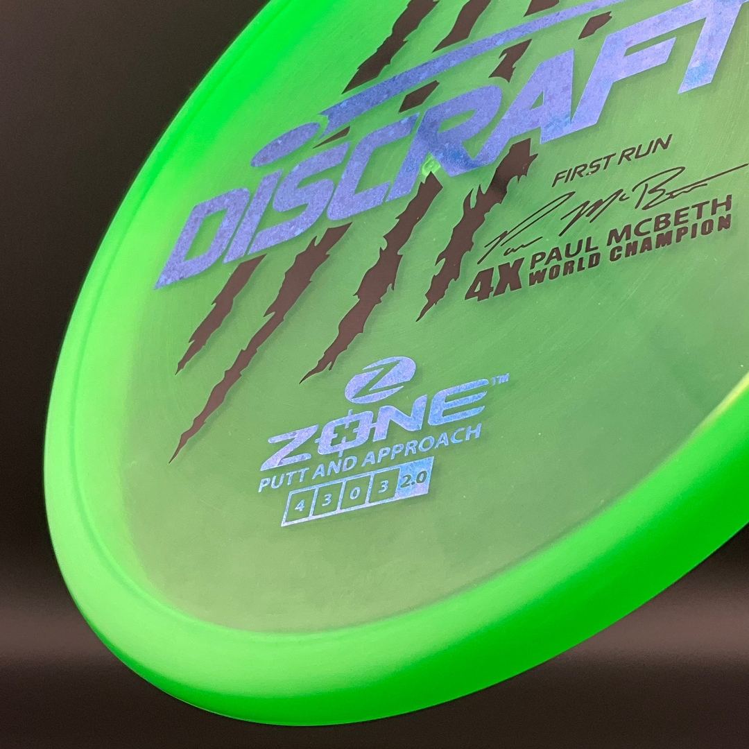 Z Zone First Run - Paul McBeth 4X Claws World Champion - Neon Green Discraft