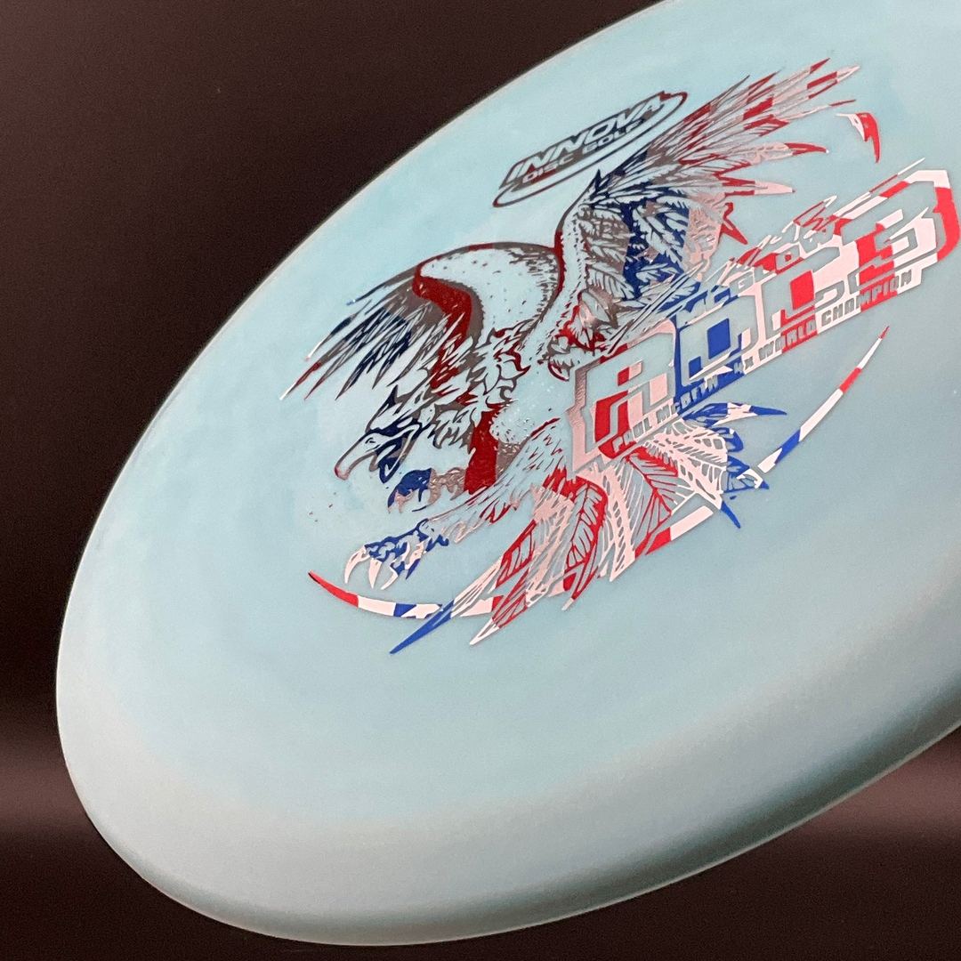 McPro Glow Roc3 - Paul McBeth 2018 4x World Champion - Sky Blue with US Flag Foil! Innova