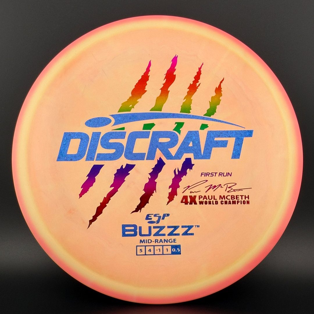 Swirly ESP Buzzz First Run - Paul McBeth 4x Claws - Pink Halo Discraft
