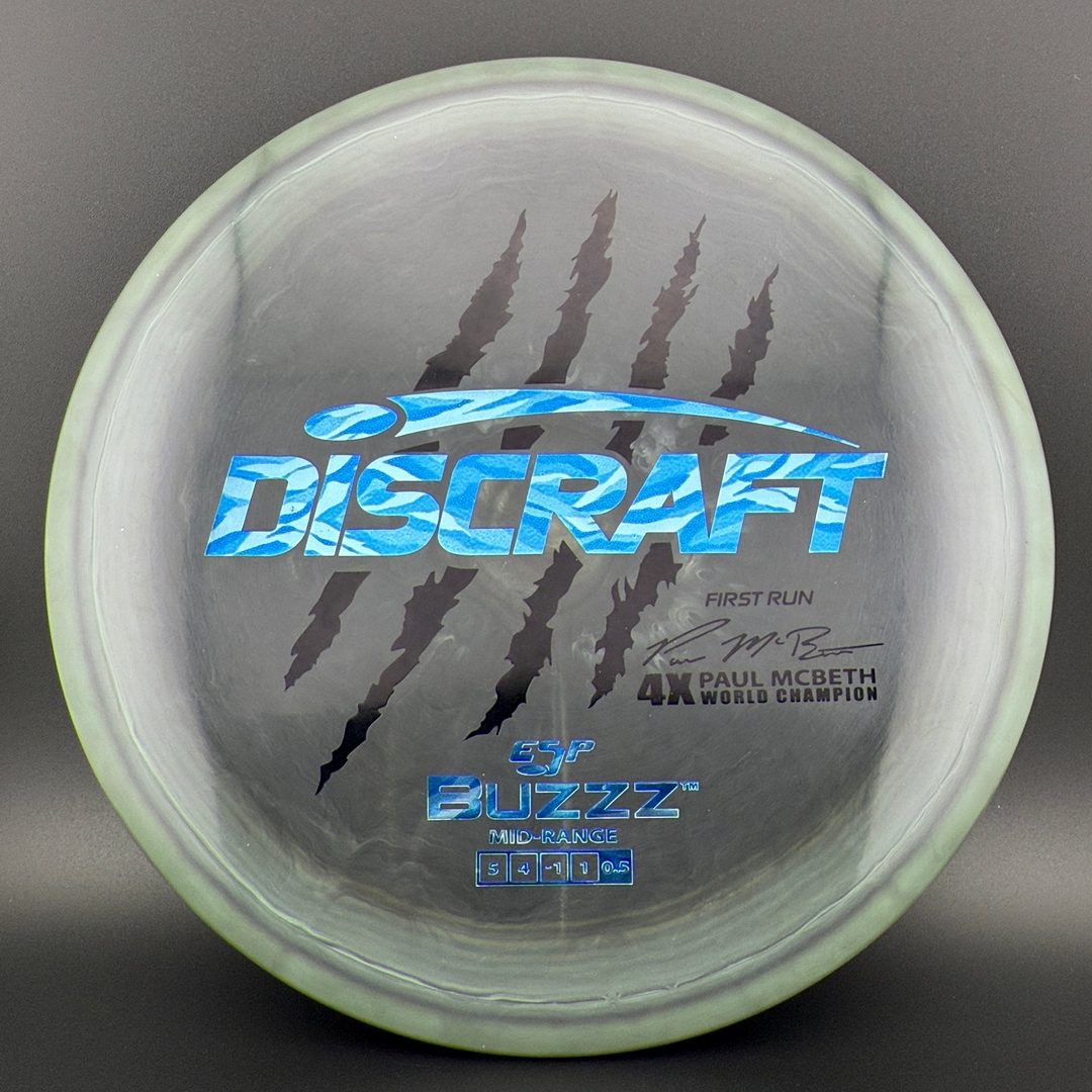 Swirly ESP Buzzz First Run - Paul McBeth 4x Claws - Black Jade Smoke Discraft