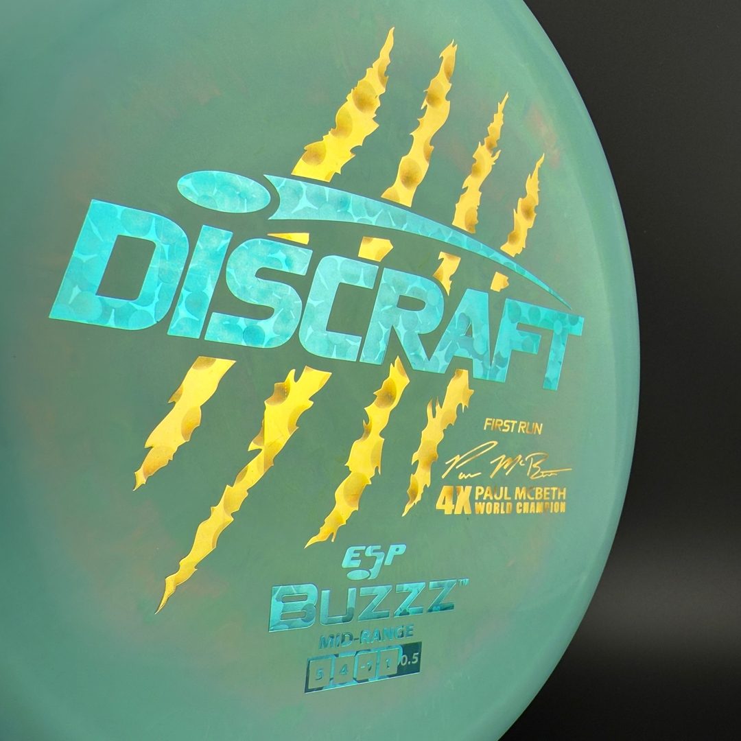 Swirly ESP Buzzz First Run - Paul McBeth 4x Claws - Teal Discraft