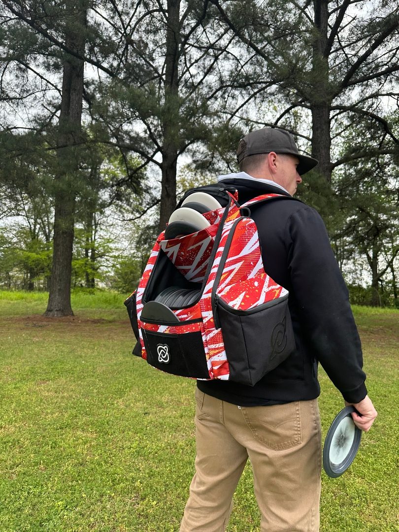 ICON Backpack 30+ Discs - Crimson Red Discology Disc Golf