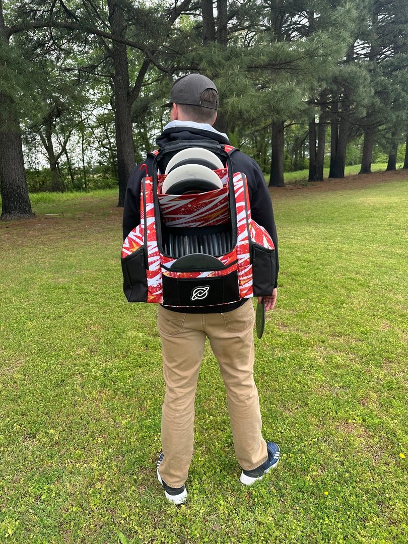 ICON Backpack 30+ Discs - Crimson Red Discology Disc Golf