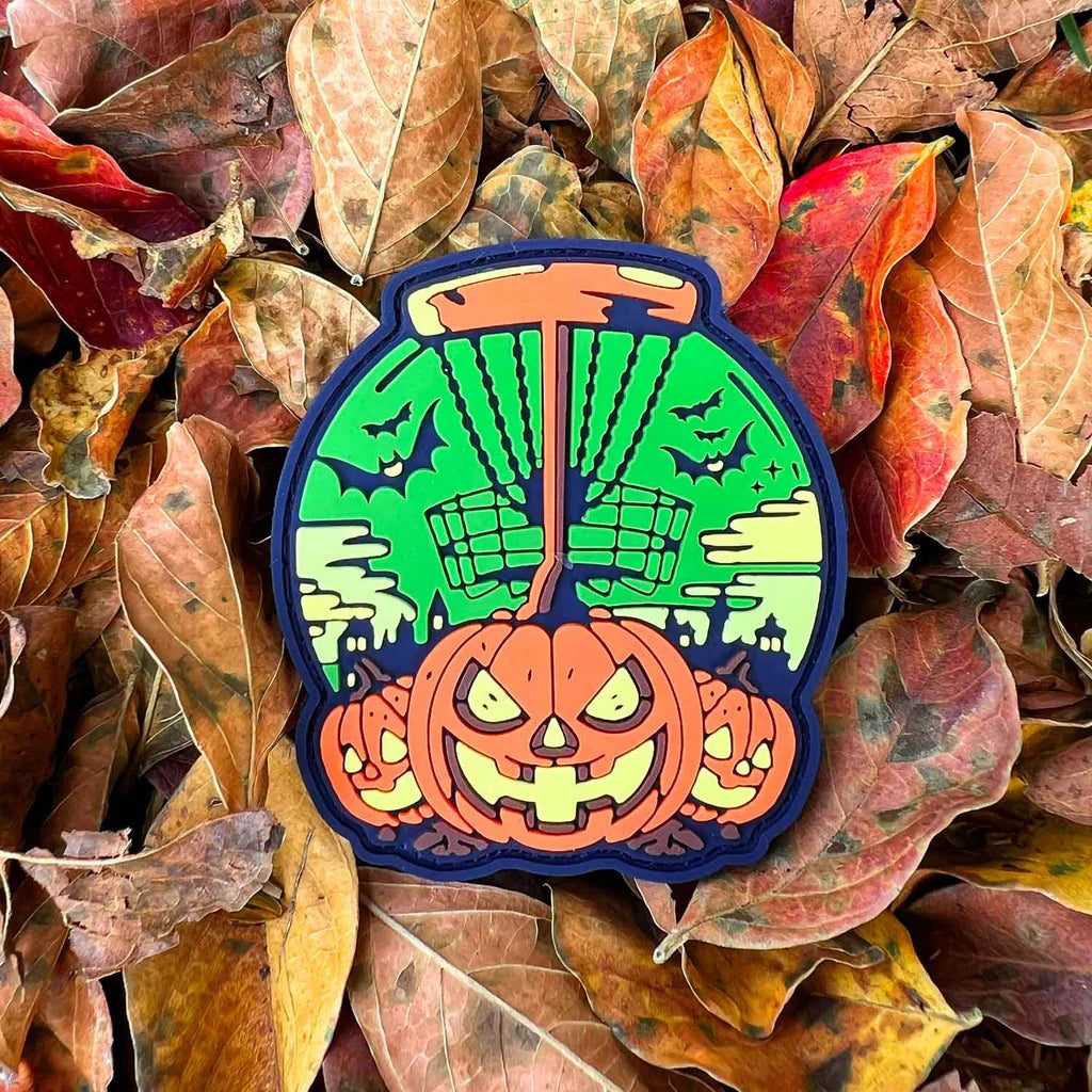 Halloween 2025 Pumpkin Basket - Orange - Disc Golf PVC Patch - Hook And Loop Disc Golf Pins