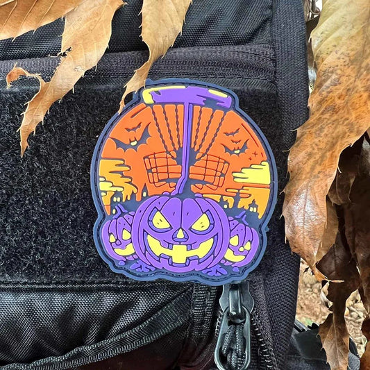 Halloween 2025 Pumpkin Basket - Purple - Disc Golf PVC Patch - Hook And Loop Disc Golf Pins