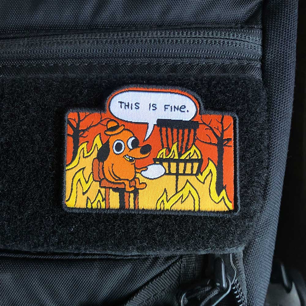 This Is Fine Disc Golf Patch - Hook And Loop Disc Golf Pins