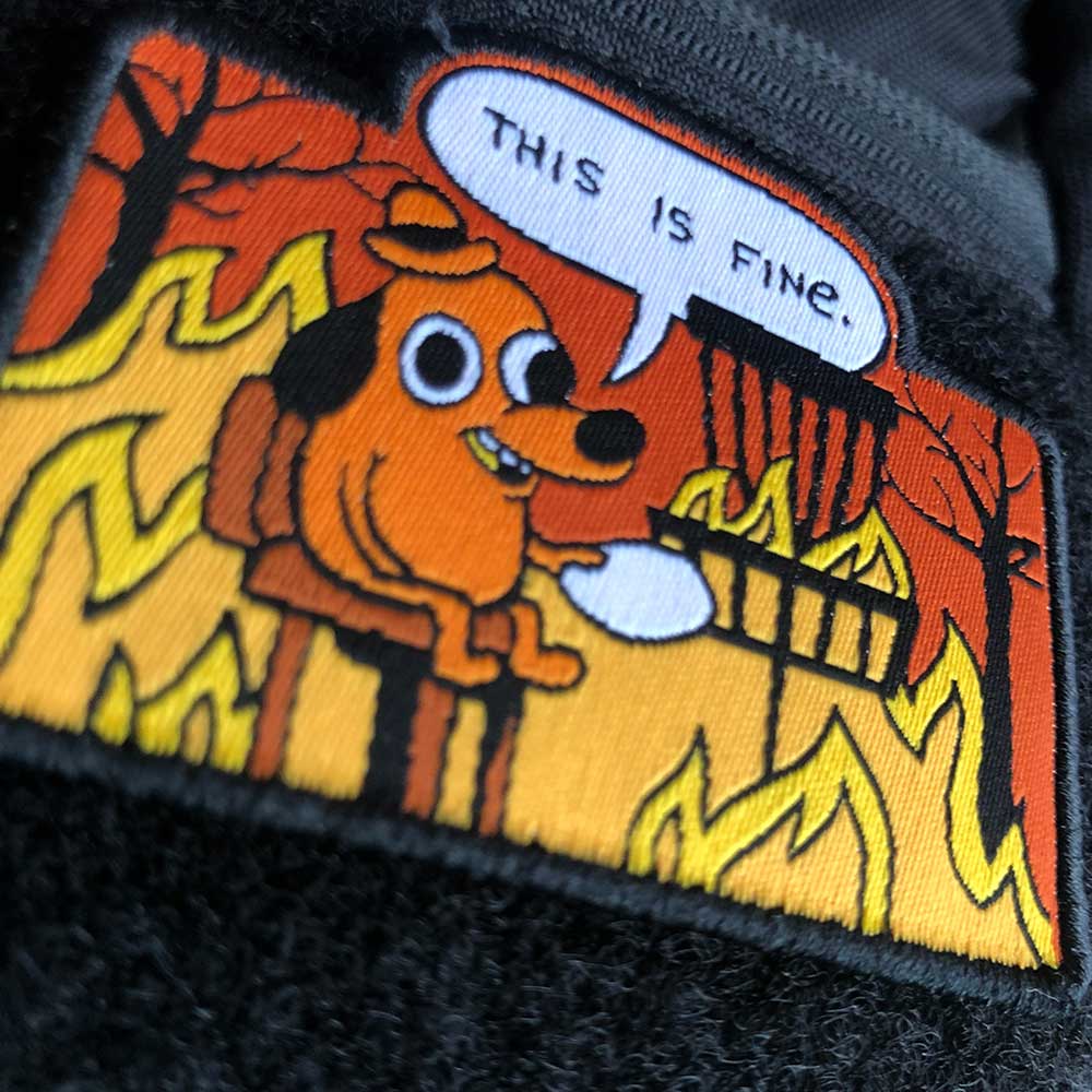 This Is Fine Disc Golf Patch - Hook And Loop Disc Golf Pins