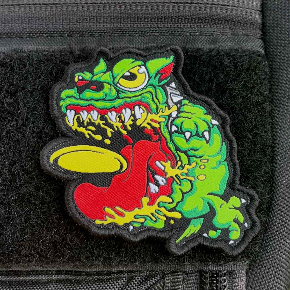 Angry Discin' Dog Disc Golf Patch - Hook And Loop Disc Golf Pins