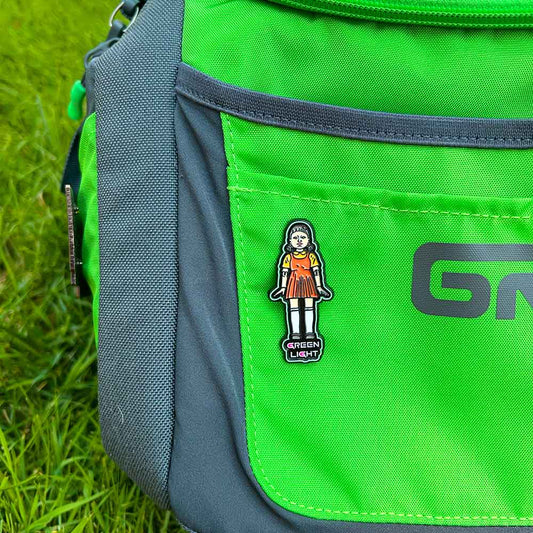 Green Light Girl Pin Glow Edges - Metal Butterfly Disc Golf Pins