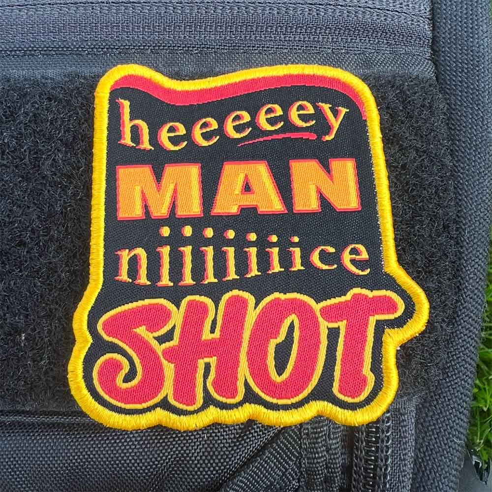 Hey Man Nice Shot Disc Golf Patch - Hook And Loop Disc Golf Pins