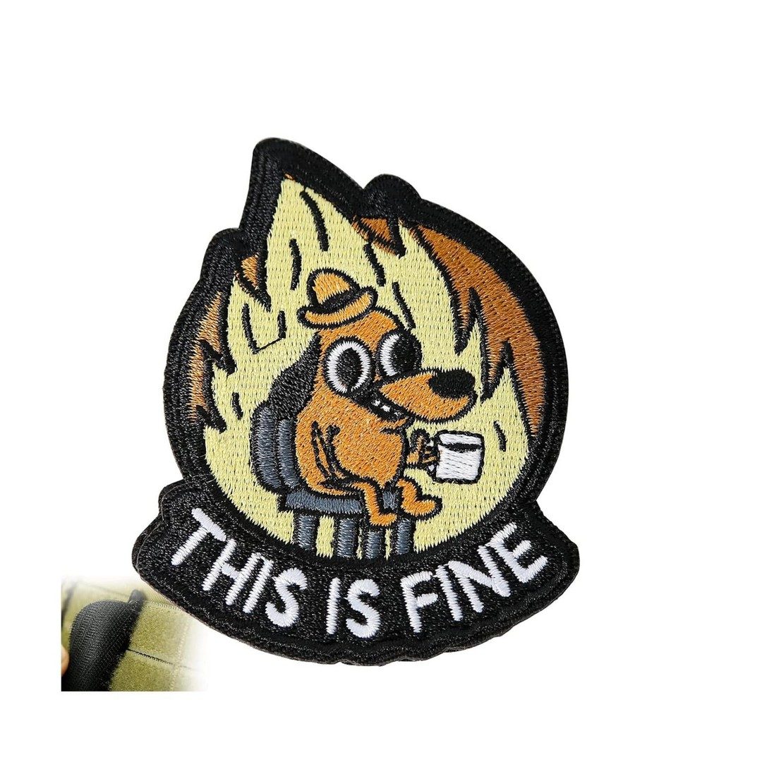 This Is Fine Patch - Hook And Loop Disc Golf Pins