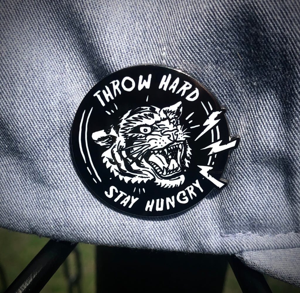 Throw Hard, Stay Hungry! Pin - Metal Butterfly Disc Golf Pins