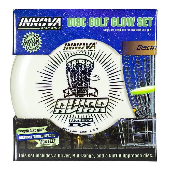 Proto Glow Disc Golf Starter Set - Aviar, Fox, Lynx Innova