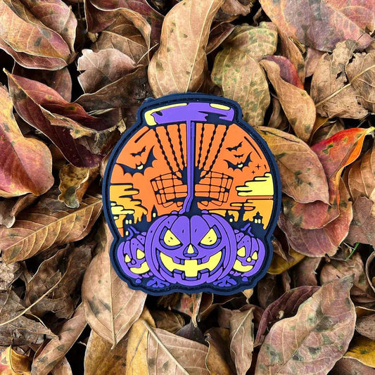 Halloween 2025 Pumpkin Basket - Purple - Disc Golf PVC Patch - Hook And Loop Disc Golf Pins