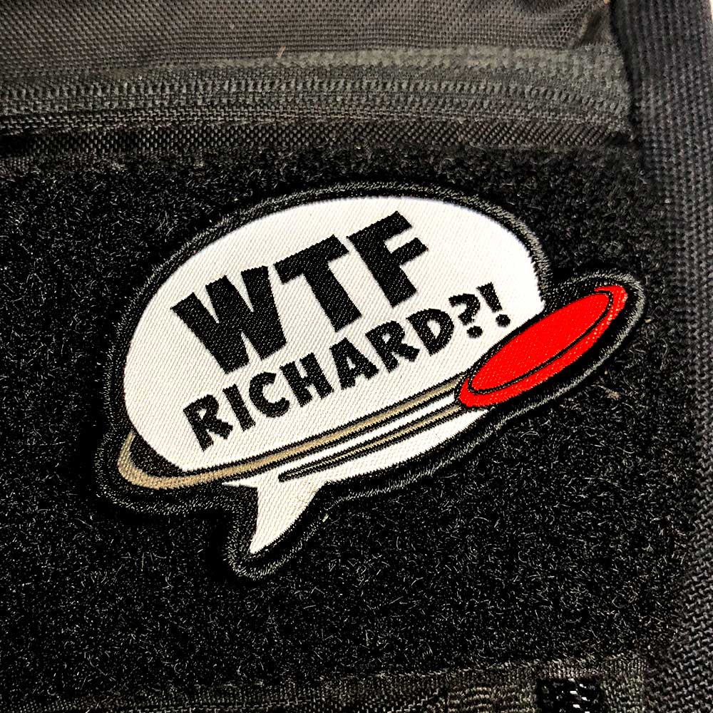 WTF Richard?! Disc Golf Patch - Hook And Loop Disc Golf Pins